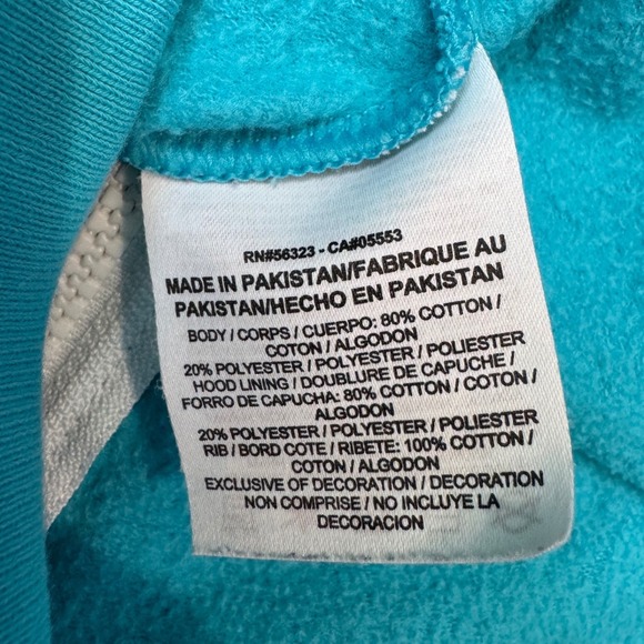 Nike Women's Zip Up Hoodie Aqua Blue Size M Swoosh Logo Cotton Blend - Picture 6 of 6